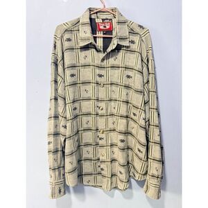 True Grit XL fish design plaid flannel‎ mens shirt